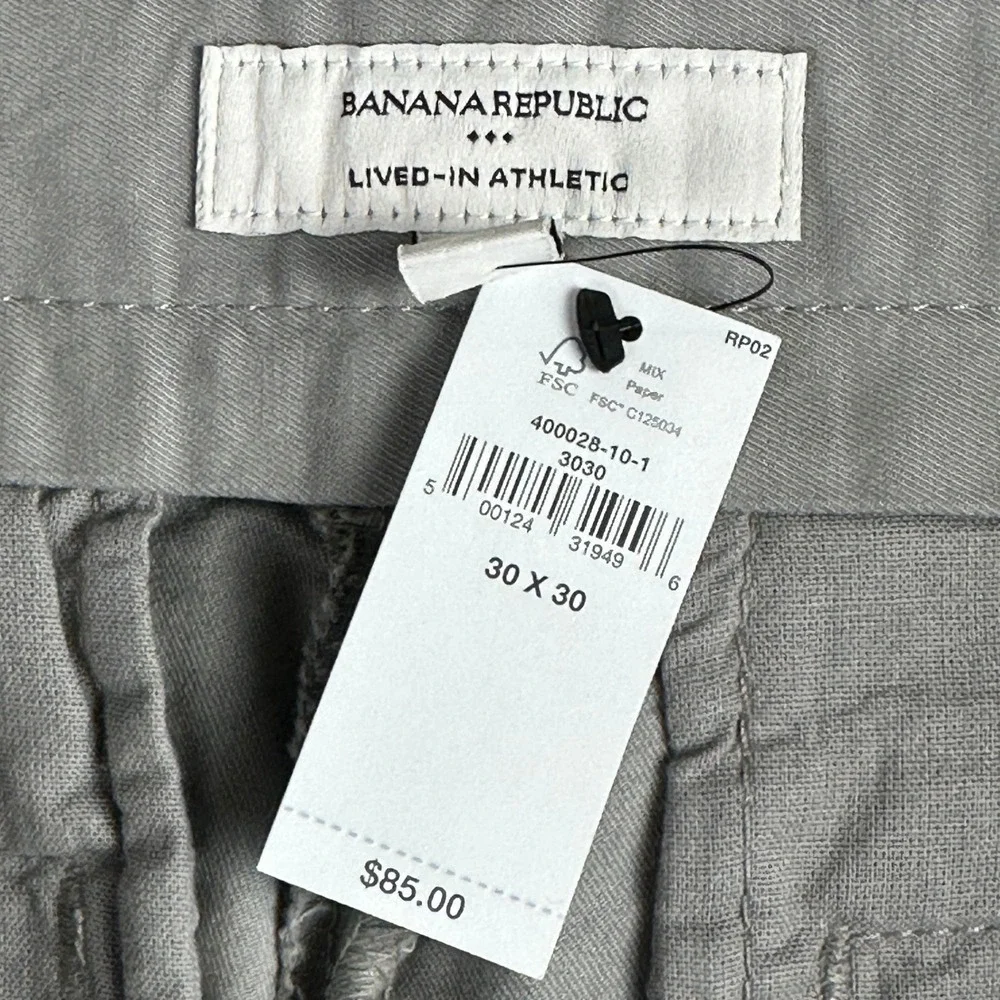 Banana Republic Lived-In Athletic Chino Mens 30x30 Grey Business Casual Classic